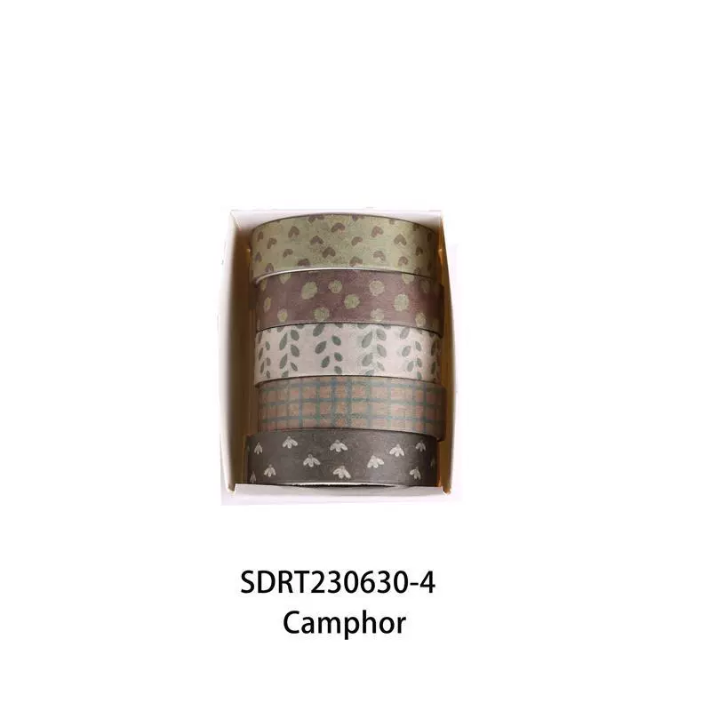 Washi tape set Mori Mori, 1 cm × 2 m 5‑rolls, retro decorative patterns