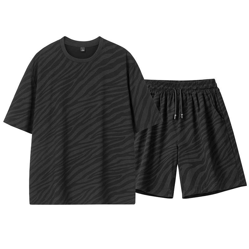High-Quality Summer New Ice Silk Short-Sleeved Suit for Men, Trendy, Handsome, Casual, Sports, Quick-Drying Short-Sleeved Shorts Two-Piece Set High-Quality Summer New Ice Silk Short-Sleeved Suit for Men, Trendy, Handsome, Casual, Sports, Quick-Drying Short-Sleeved Shorts Two-Piece Set