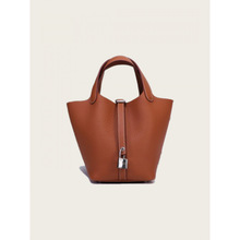 h家蜡线五金真皮菜篮子18/22cm对版TC头层牛皮手提女式包包包