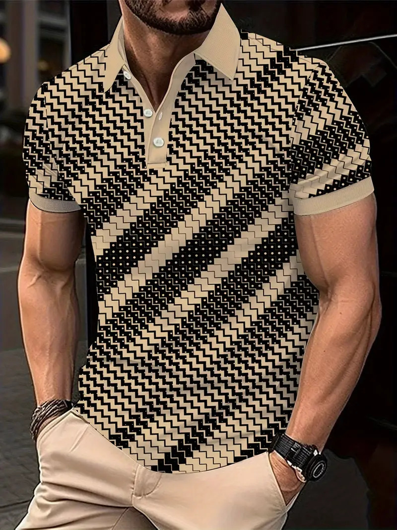 Camisa polo de solapa con botones de manga corta para hombre europeo y americano de Amazon Camisa de moda callejera con estampado digital 3D MB13