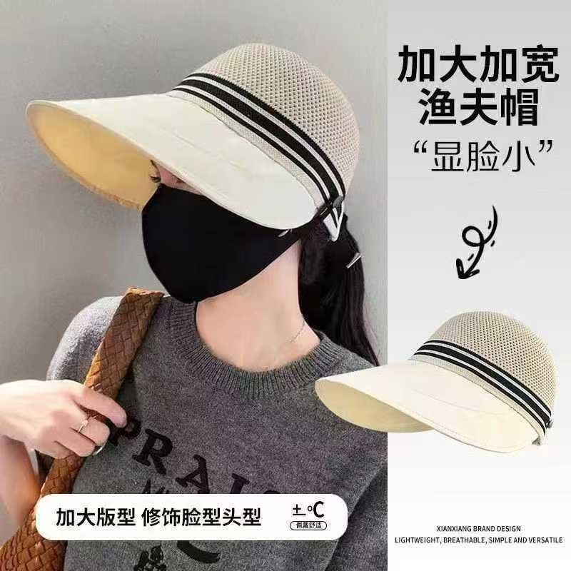 Summer New Hollow Breathable Fisherman Hat Women's Hangable Mask Outdoor Sunshade Sun Protection Ponytail Fashion Cap