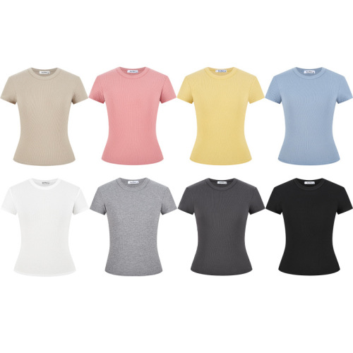 Moses Queen / Magic Queen Crew-Neck Off-Shoulder Short-Sleeve T-Shirt for Women, Slim-Fit, Defined Waistline, Cropped Top – Model 62834