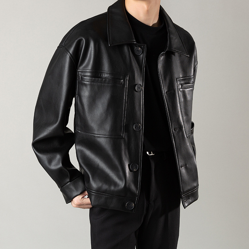 Autumn Light Mature Style Men's Leather Clothing Men's Korean Fashionable Motorcycle PU Jacket Casual Handsome Spring and Autumn Leather Jacket Autumn Light Mature Style Men's Leather Clothing Men's Korean Fashionable Motorcycle PU Jacket Casual Handsome Spring and Autumn Leather Jacket