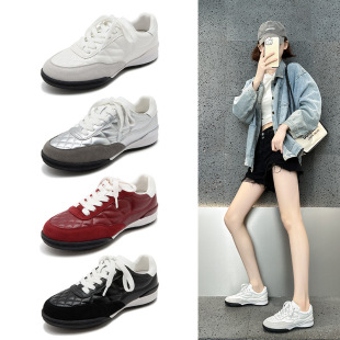 2025 Spring and Summer New Style Small Fragrant Style Quilted Thick-Soled Moral Training Shoes for Women Korean Style Round Toe Versatile Sports and Casual Shoes Trbottomy