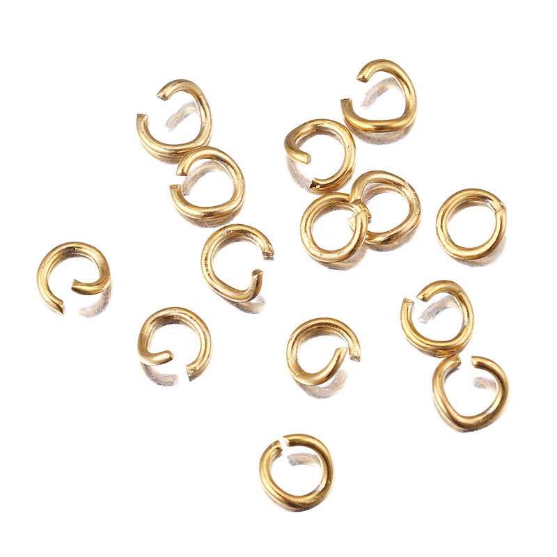 304 Stainless Steel Material Solid Color Pattern 100 PCS/Package Stainless Steel 18K Gold Plated Solid Color Polished Jump Ring
