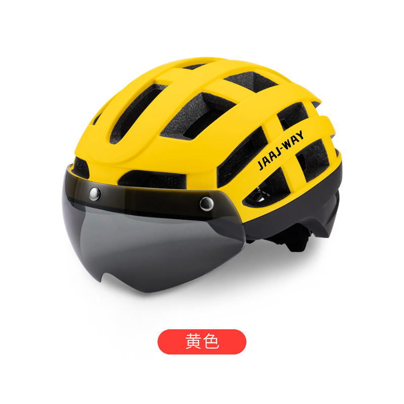 Casco de bicicleta con espejo de viento formado integralmente casco de bicicleta para hombres y mujeres sombrero de carretera de montaña espejo de viento de absorción magnética ligero