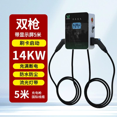 energy vehicle 7KW charging pile: Elektrikli avtomobil şarj cihazları - double-gun-with-display-5-m