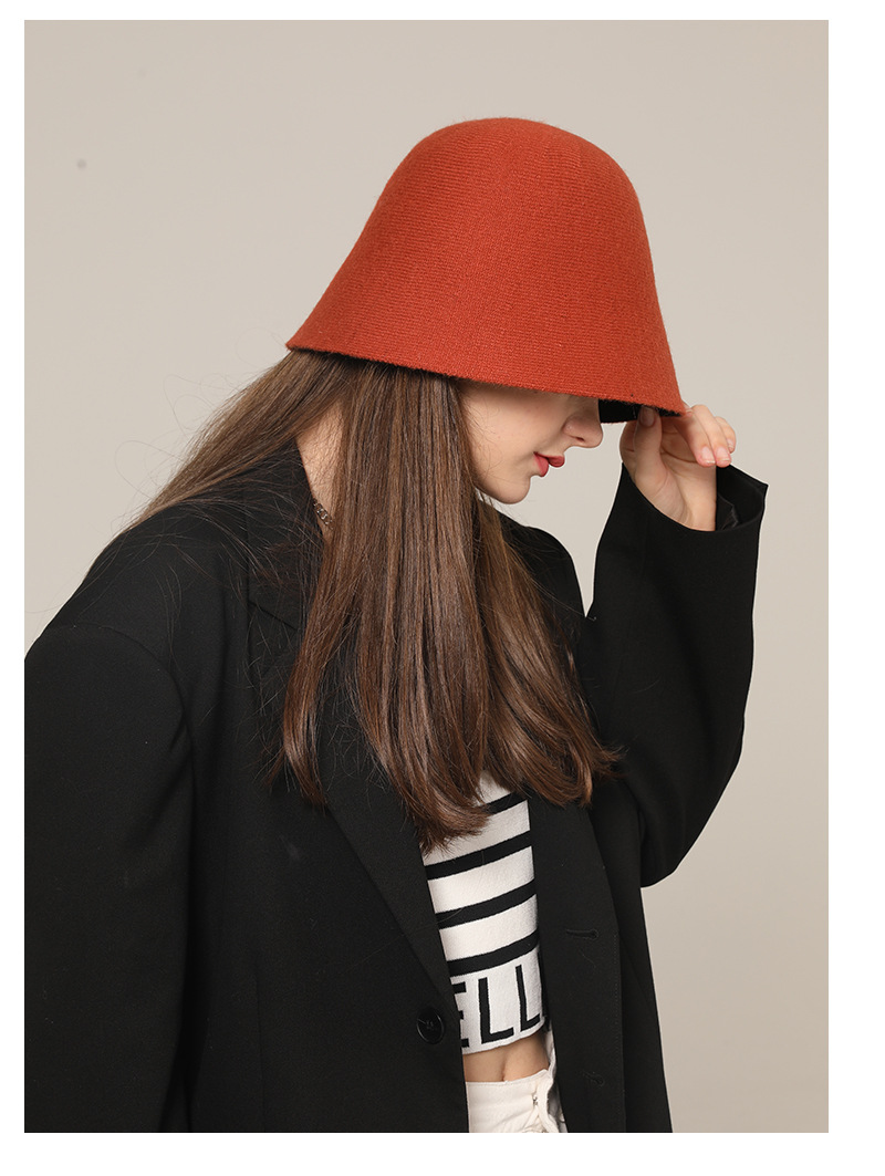 Gorro bucket de punto para mujer otoño invierno estilo coreano_voghion.com