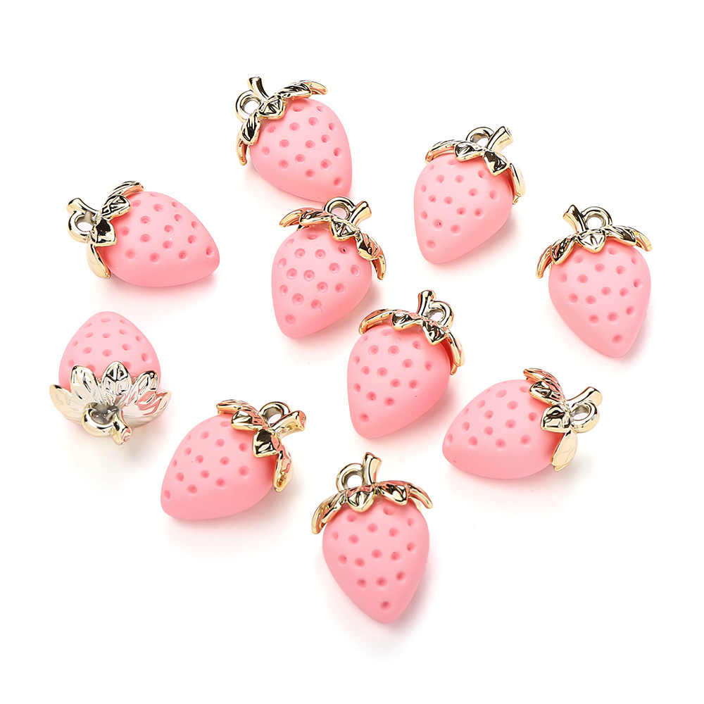 56g Weight Pendant Jewelry Making Type 23*32mm Jewelry Making Size DIY Jewelry Accessories Classification 10 PCS/Package Quantity Acrylic Material Strawberry Pattern Plating Design Sweet Style 10 PCS/Package 23*32mm Arylic Strawberry Pendant 10