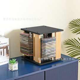 木制CD架可旋转木制光盘架多格唱片碟片整理架实木CD光盘储物架