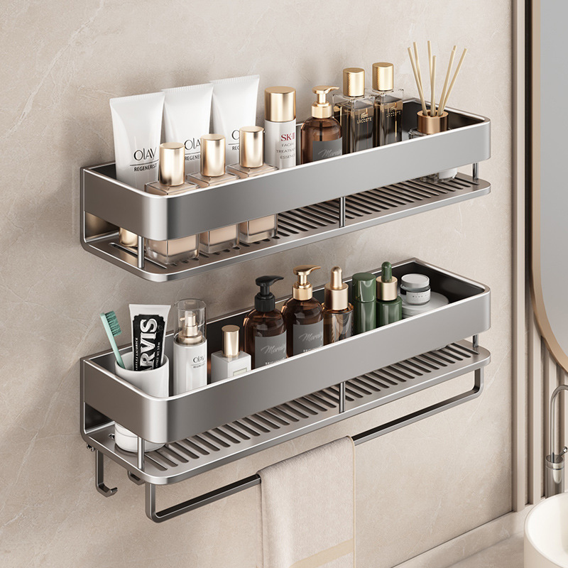 Bathroom Storage Rack, Elevated, No-Drill Wall-Mounted Shelf for Bathroom Sink and Toilet