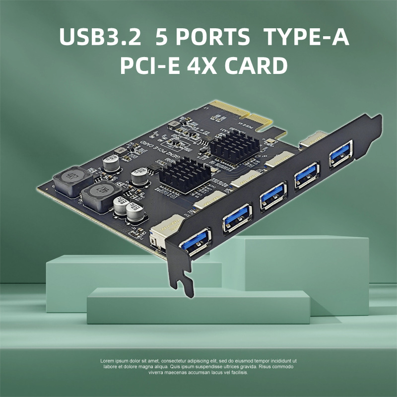 USB3.2��չ��GEN2 5��TYPE-A��PCI-E 4X��˶ASM3142 10Gbps