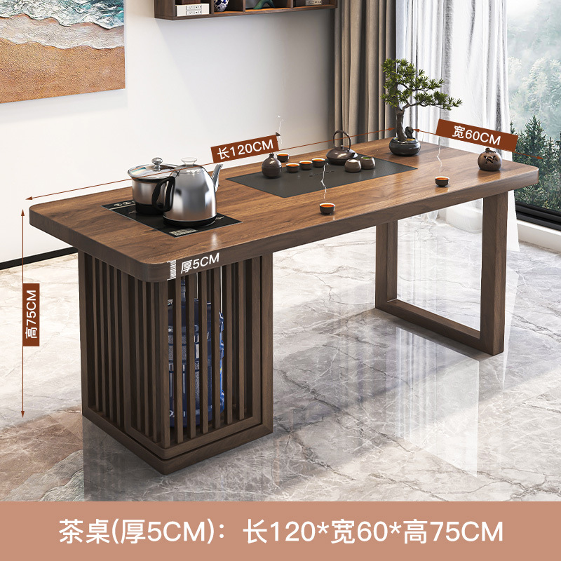 120*60*75*5cm 티 테이블(블랙 골드 스톤 티 트레이 + 인덕션 쿠커 상감)