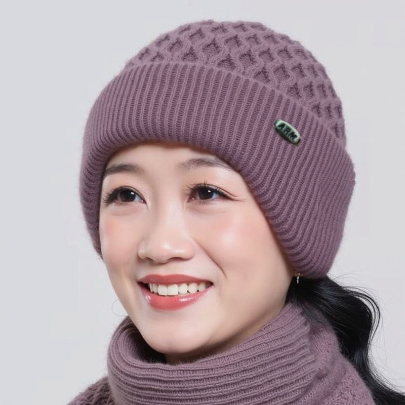 老人帽子女冬季妈妈针织保暖护耳帽加绒厚中老年奶奶老太太毛线帽|undefined