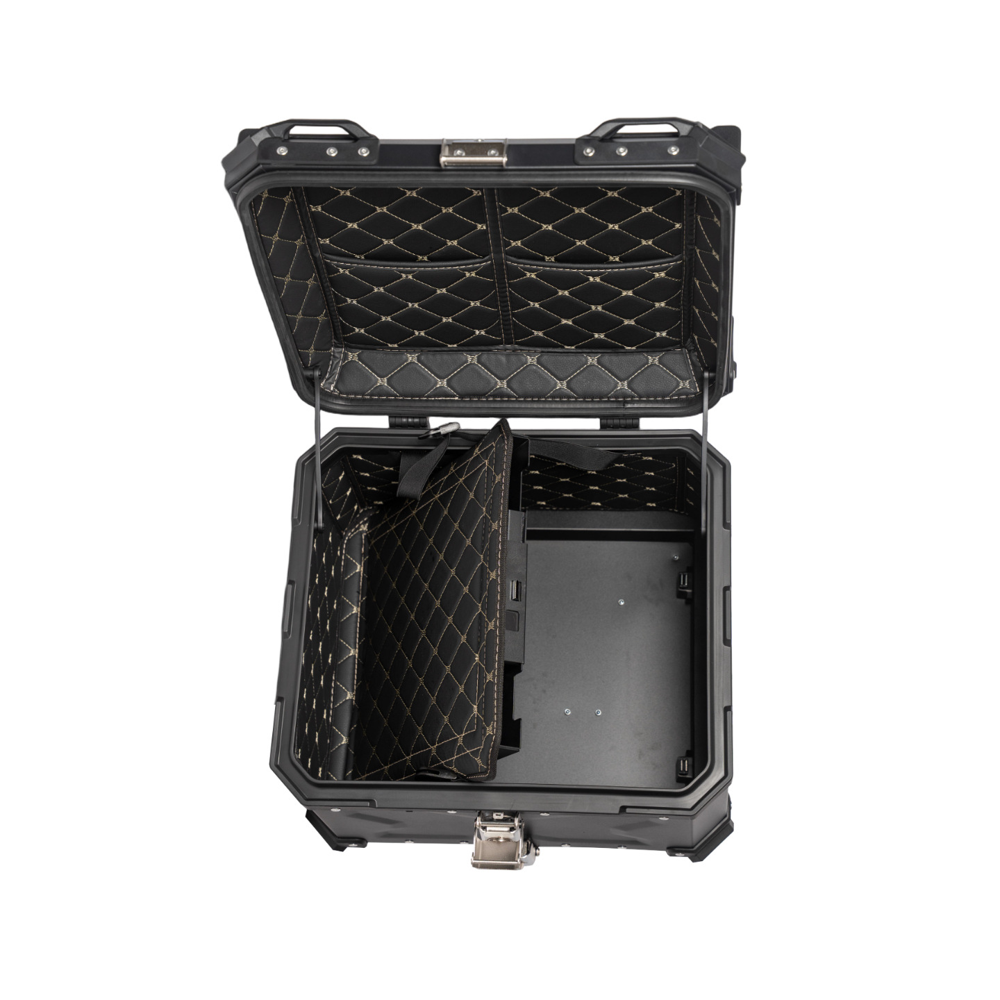 55L aluminum alloy tail box with interlayer, NFC password unlock, hidden compartment, anti-theft, waterproof, quick-release tail box