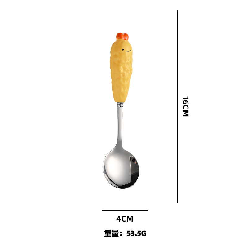 작은 노란색 닭 숟가락