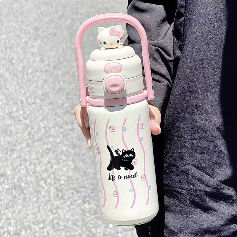新款保温杯女生高颜值316不锈钢学生吸管杯子大容量卡通便携水杯|undefined