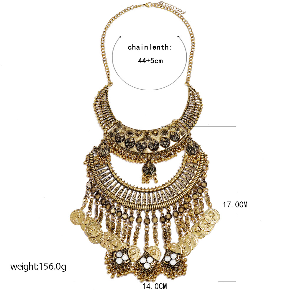 155g Weight Necklace Classification Retro Ethnic Style Tassel Coin Alloy Plating Women's Necklace
