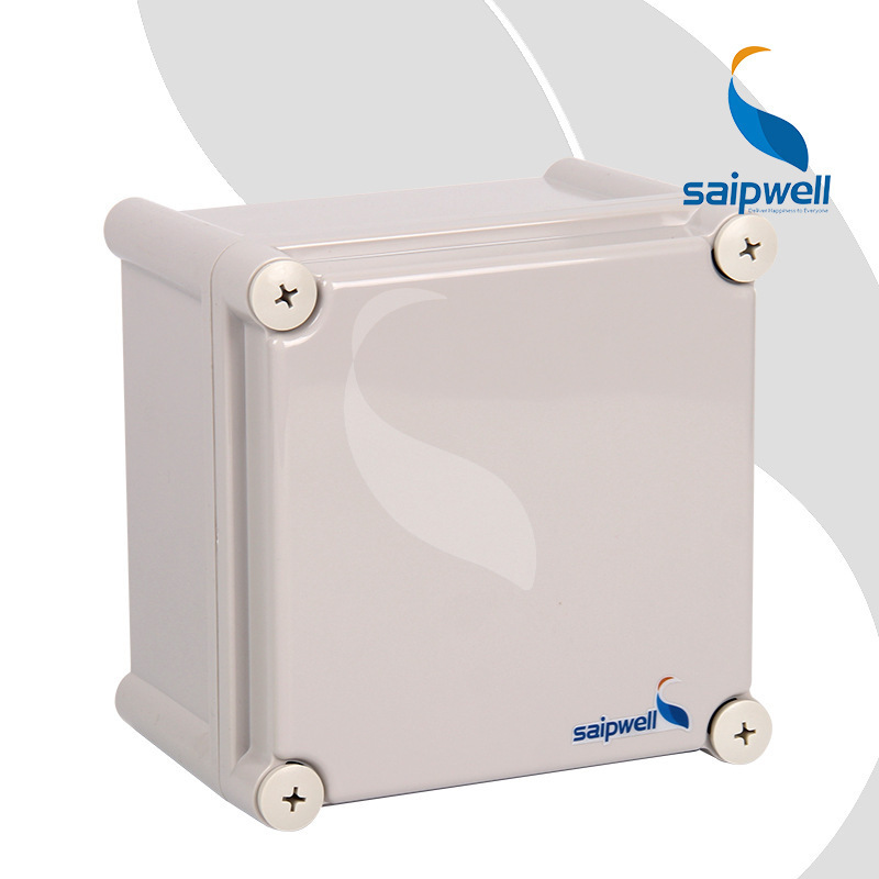 斯普威尔供应190*190*130灰盖四角螺丝固定塑料防水盒 电源监控盒