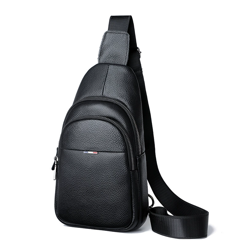Chest bag, leather shoulder bag for leisure, capacious one-shoulder bag, genuine leather, cowhide
