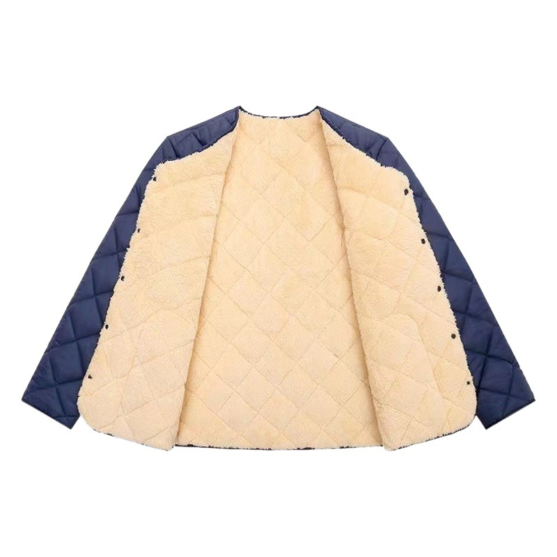 Cálido Chaleco de los hombres de mediana edad y ancianos lana de cordero engrosada chaleco papá desgaste todo el forro de chaleco de algodón dentro y fuera