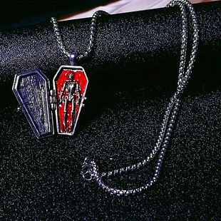 Aoshang Original Design Kepeng Stainless Steel Coffin Skull Necklace Men's Necklace Light Luxury Fashion Cool European and American Style