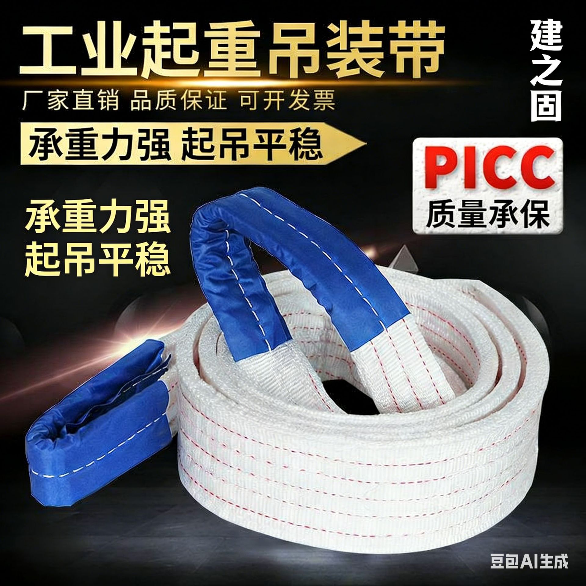 吊装带高强度起重吊带扁平柔性加厚双扣行车环型叉车吊装带现货