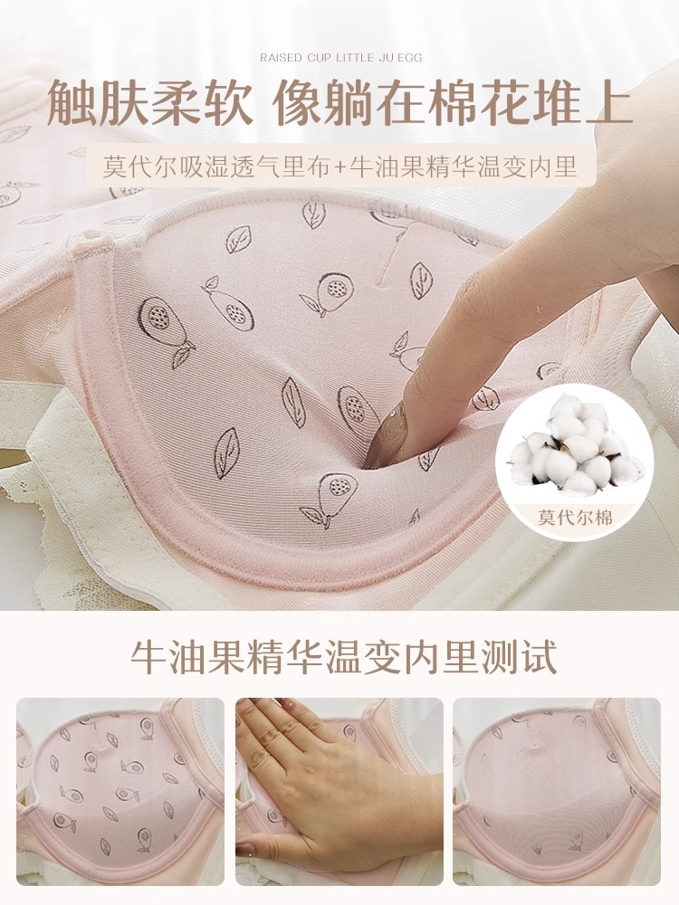 Encaje francés ropa interior de mantenimiento cálido transpirable cómodo antibacteriano ajustable pecho sujetador traje 2388