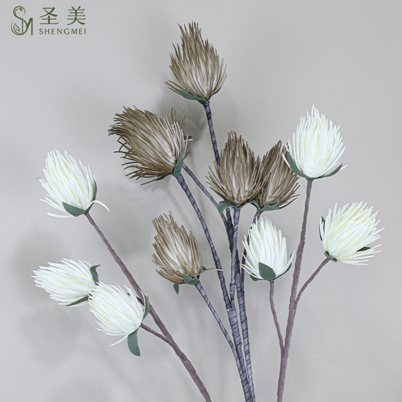 EVA仿真花 3头火龙果 仿真帝王花仿真绿植泡沫花热带植物花材装饰