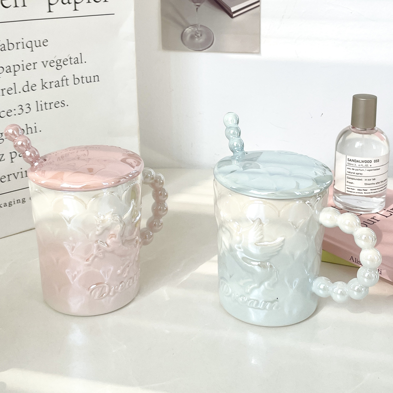 Taza de cerámica con cubierta con cucharas ins de viento taza de agua de alta calidad de la pareja taza de café de oficina