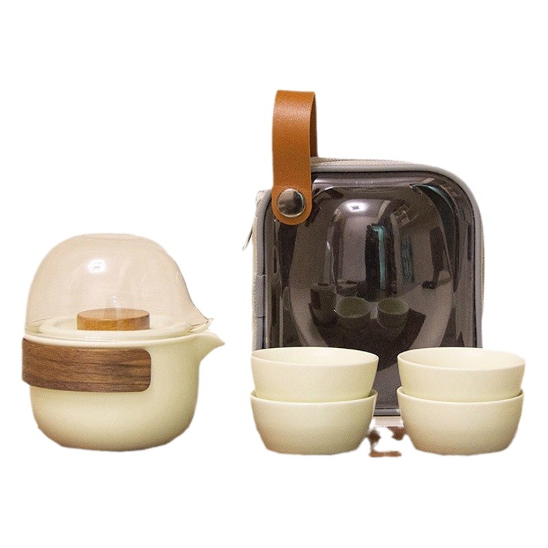 Portable Travel Tea Set Dingyao One Pot Four Glass Public Cup Outdoor Camping Company Advertising Annual Meeting Accompanying Gift