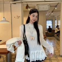 设计感长袖t恤女2025新款秋季打底衫气质蕾丝韩系慵懒松弛感上衣