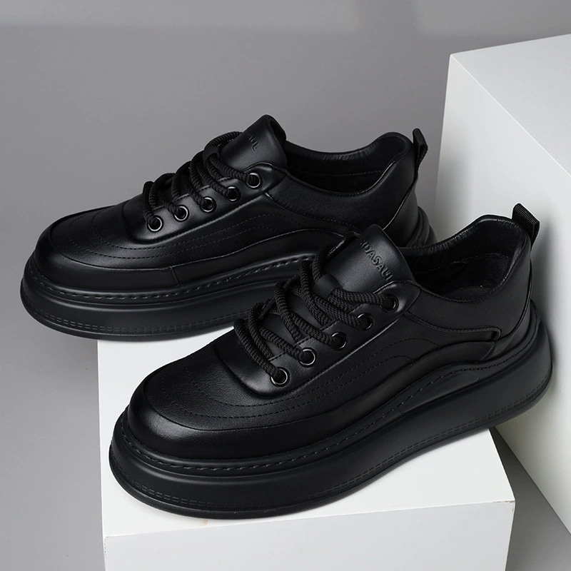 Производители прямых поставок кроссовок мужской зимний новый тренд дикие кожаные кроссовки мужские толстые подошвы повседневные маленькие белые туфли