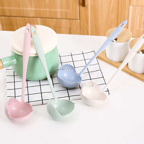 Kitchen wheat straw soup spoon colander two-in-one environmentally friendly tableware hot pot dual-purpose soup spoon hot ladle wholesale