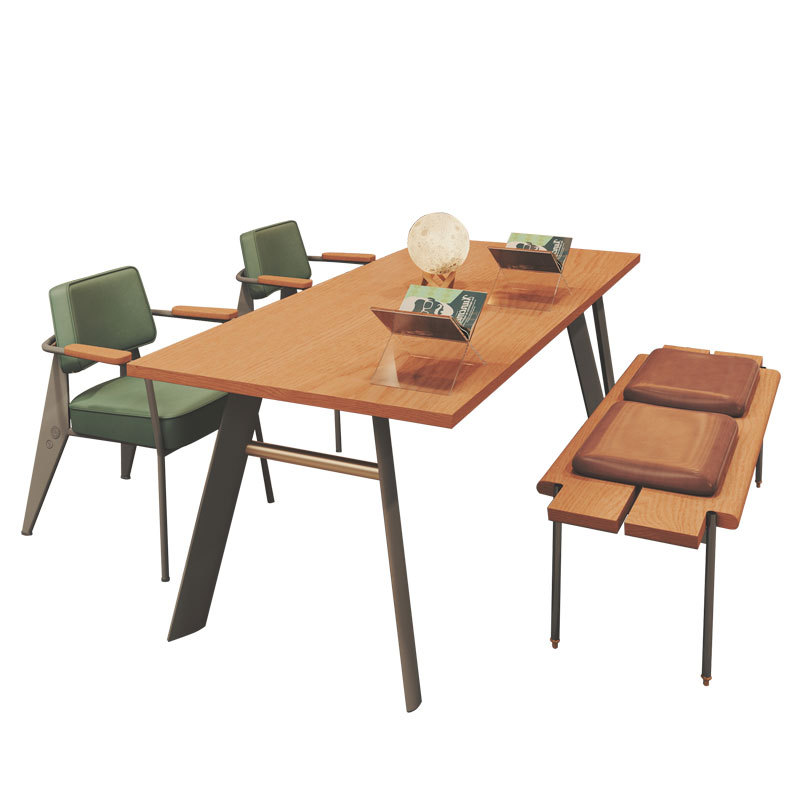 Bar Table and Chair Combination Set Coffee Shop Tea Restaurant Solid Wood Table Clear Bar Tavern West Dining Rest Area
