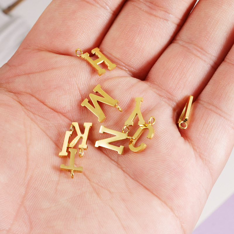 鏡面ステンレス26個大文字溶接十字輪シングルペンダントdiyシンプルファッションネックレス耳飾り部品|undefined