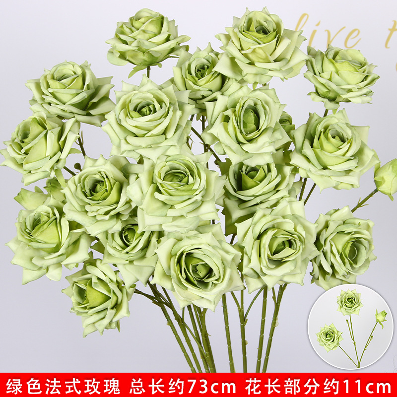 Simulación de flores verdes, flores de seda de boda, hierba
