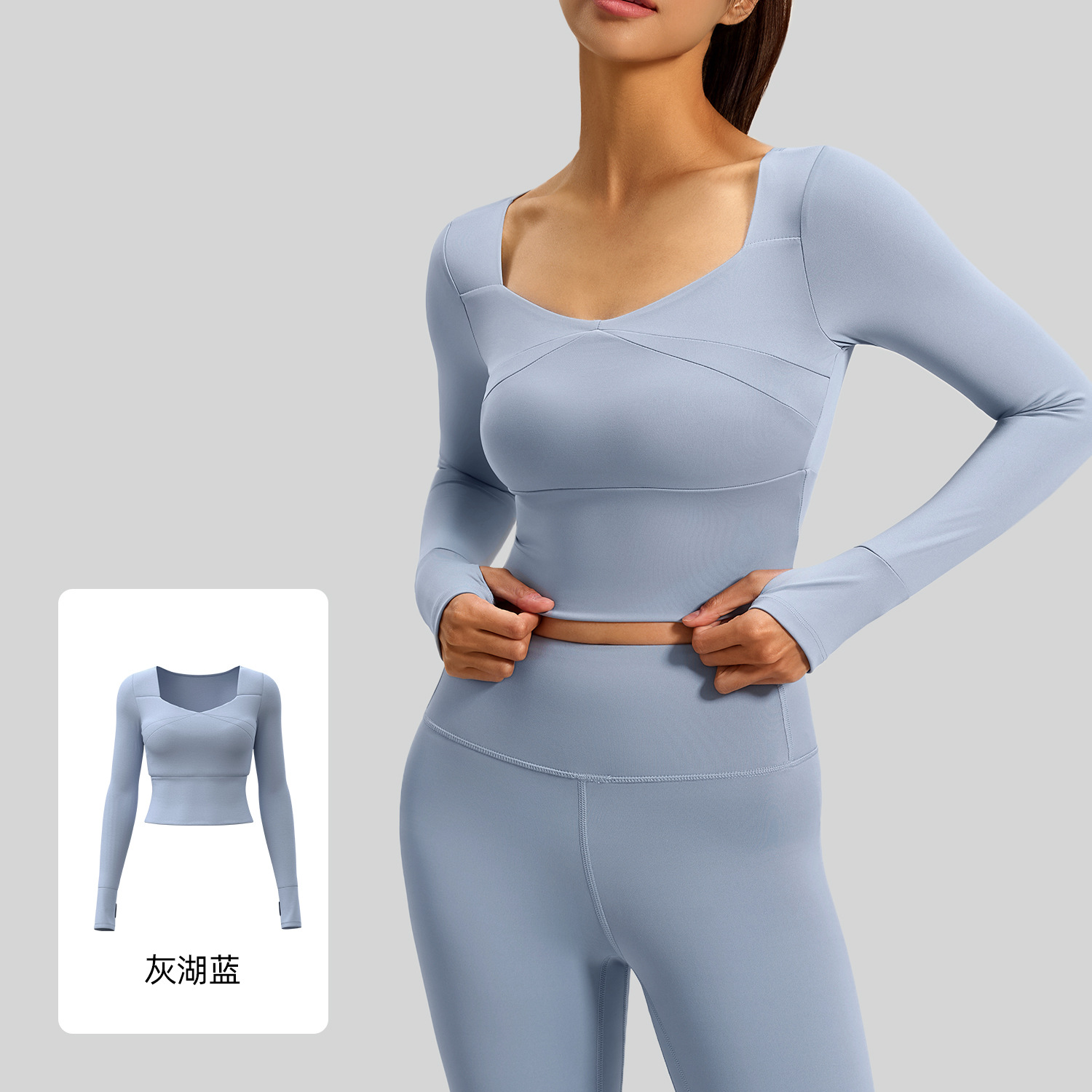 Juyitang ropa de yoga empalmada para mujer con almohadillas para el pecho, tops deportivos, ropa de fitness, mangas largas transpirables adelgazantes para correr y fitness