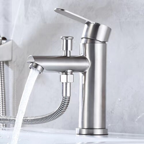 Stainless steel dual-use basin faucet multi-functional single hole with shower bath basin washbasin hot and cold faucet