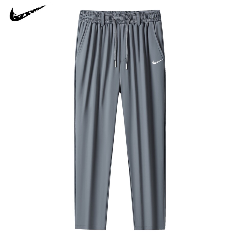 Cross-Border Ice Silk Long Pants Summer New Style Loose Straight Elastic Waist Fashionable Versatile Sports Quick-Dry Breathable Casual Pants