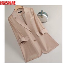 2025夏新款时尚气质开衫西服职业外贸宽松休闲薄款透视小西装外套