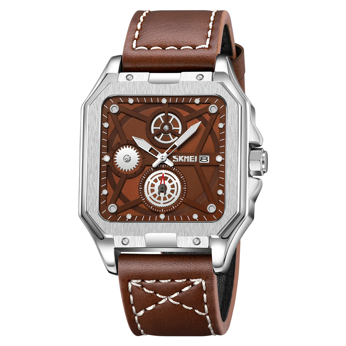 Momento Meiyuan fábrica de reloj de pulsera de engranaje cuadrado para hombres correa retro impermeable relojes de cuarzo transfronterizos en stock