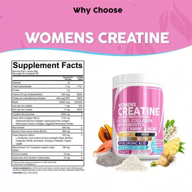 现货TK爆款女性肌酸粉WOMENSCREATINE蛋白粉胶原生物素叶酸粉批发|undefined