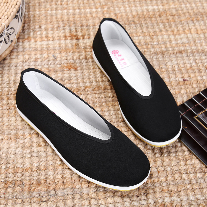 tradition Old Beijing cloth shoes Men's Middle and old age Old shoe leisure time scissors Black cloth shoes Kungfu Online Old Khan