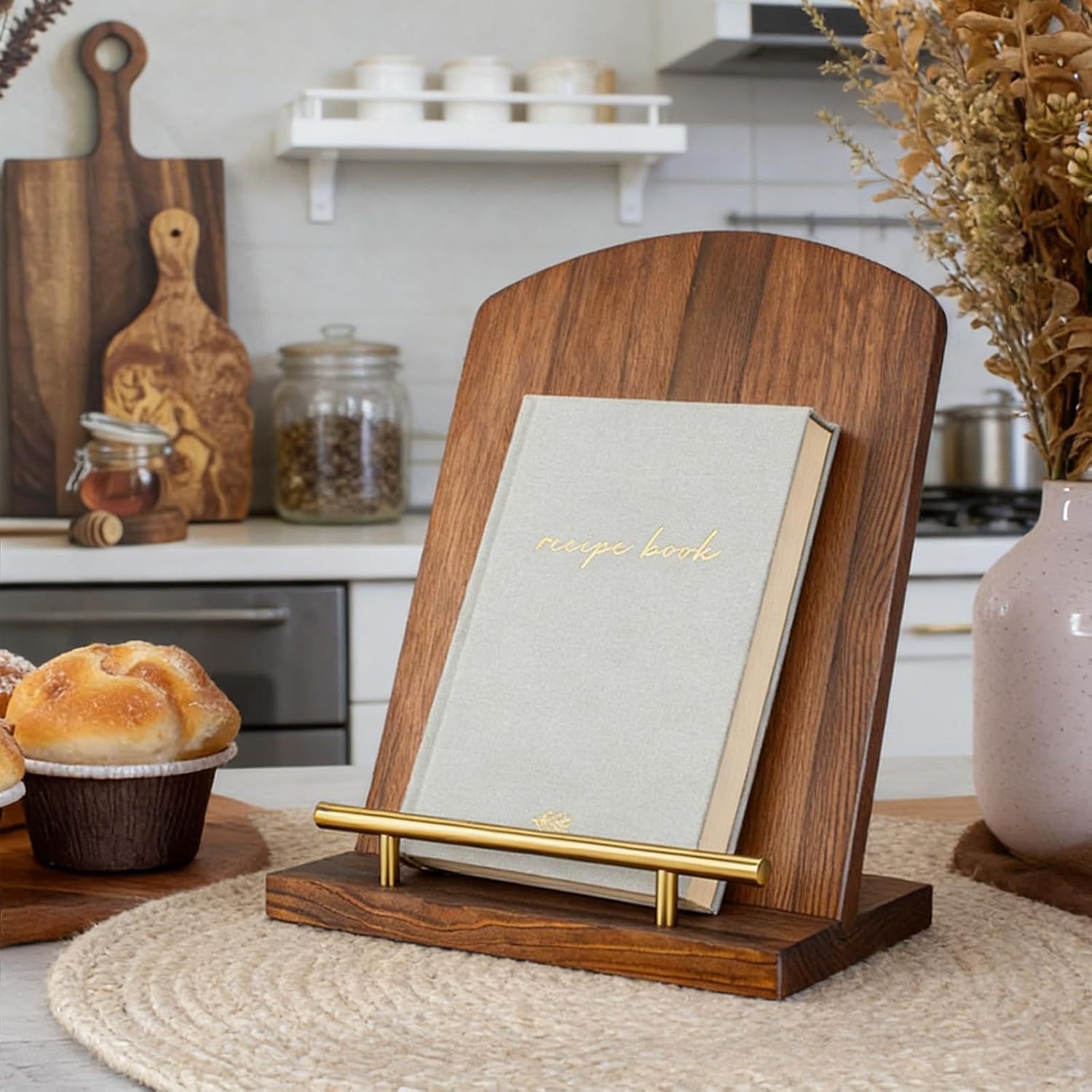Wooden Lazy Cookbook Stand, Custom Recipe Display Stand, Solid Wood Bookshelf, Tablet Stand, Kitchen Recipe Holder