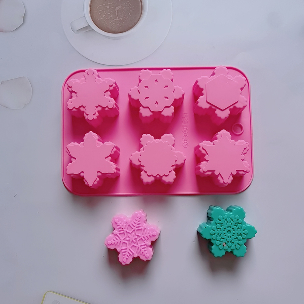 6连6款雪花642硅胶模具香薰手工艺品制作皂模蜡烛蛋糕模具