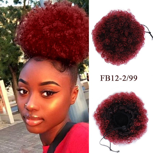 Queue de cheval à cordon afro-américaine chignon synthétique_voghion.com