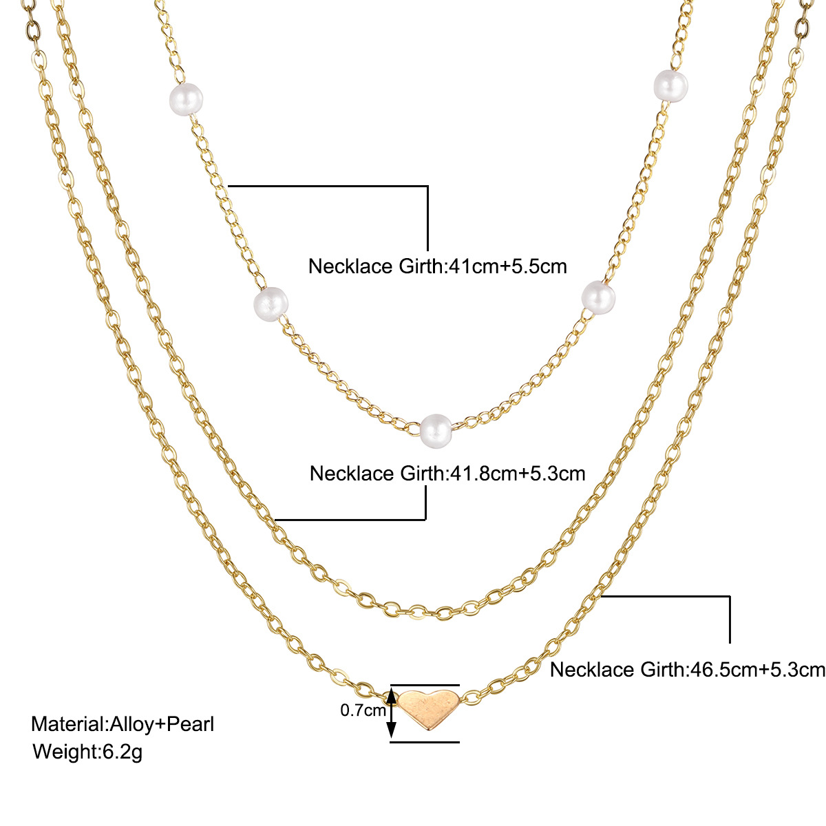 Multi-layer Heart Pearl Gold Necklace For Women Statement Jewelry_voghion.com