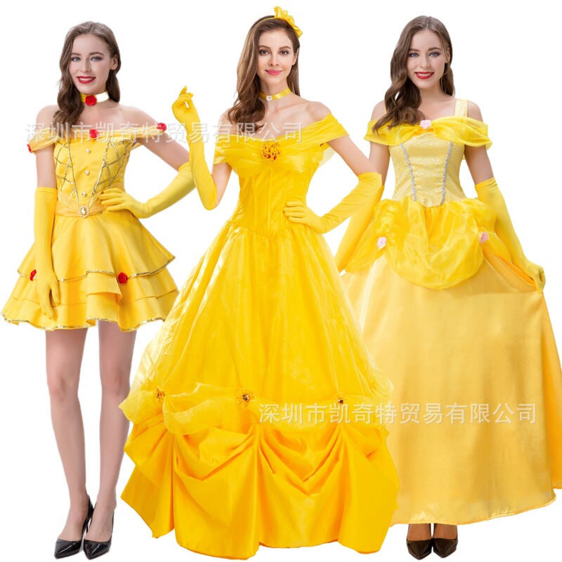 Beauty and the Beast Live-Action Belle Princess Dress Adult Short Dress Photography Photo Shoot Sexy Prom Dress Performance Costume