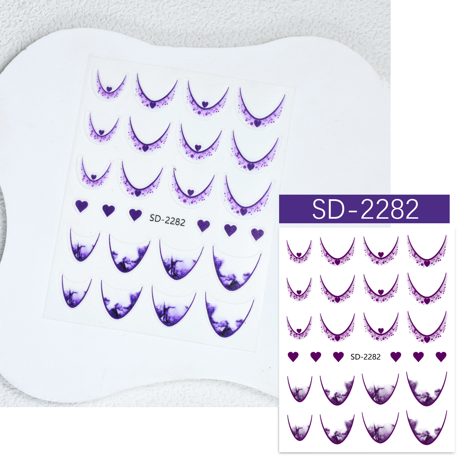 Nail Art French Red Red Nail Etiqueta engomada hueca Plantilla de degradado de inyección de tinta Etiqueta auxiliar Nueva línea de pegatina decorativa de sonrisa